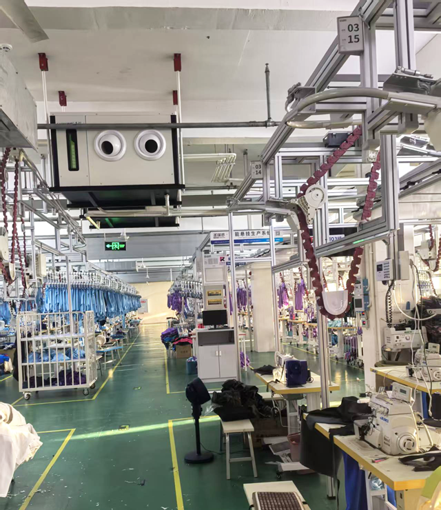 服裝車間空調(diào)新方案：蒸發(fā)冷省電空調(diào)-臥式射流空調(diào)