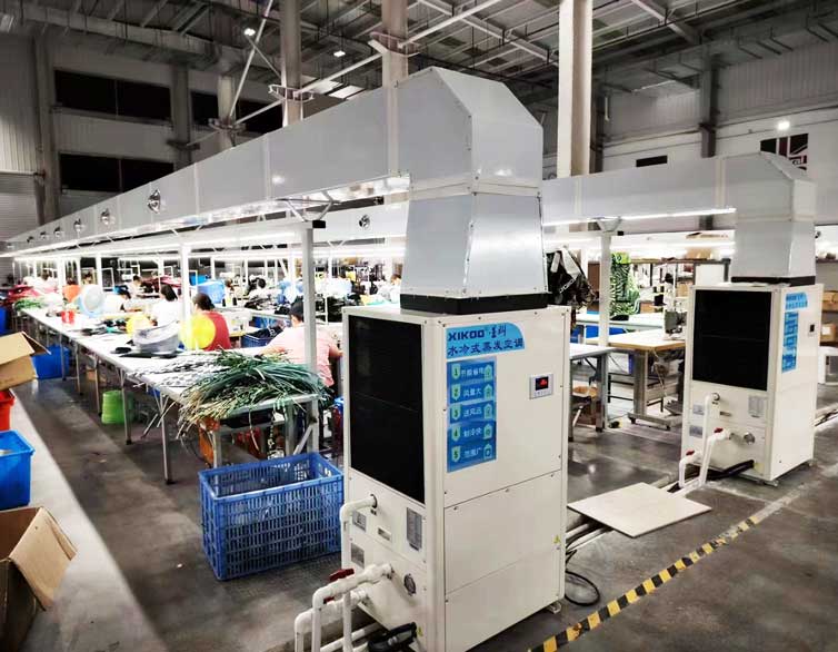 制衣廠制冷降溫，安裝星科蒸發冷省電空調-立式管道機