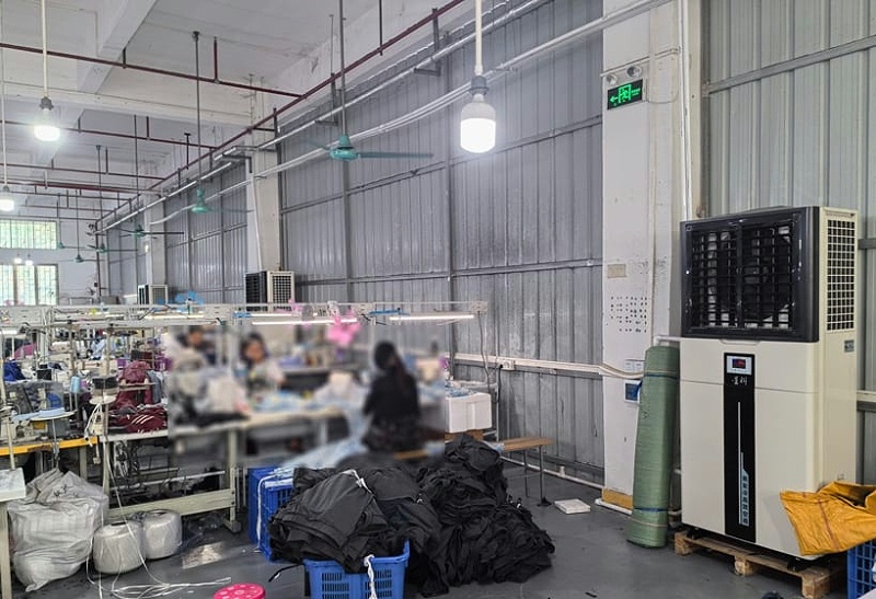 車間制冷降溫，應(yīng)用5匹柜式蒸發(fā)冷省電空調(diào)-立式軸流機組