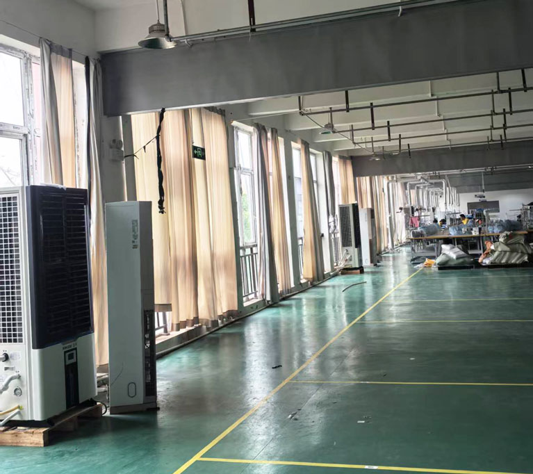 制衣廠空調(diào)解決方案，應(yīng)用蒸發(fā)冷省電空調(diào)-立式軸流雙風(fēng)口柜機(jī)